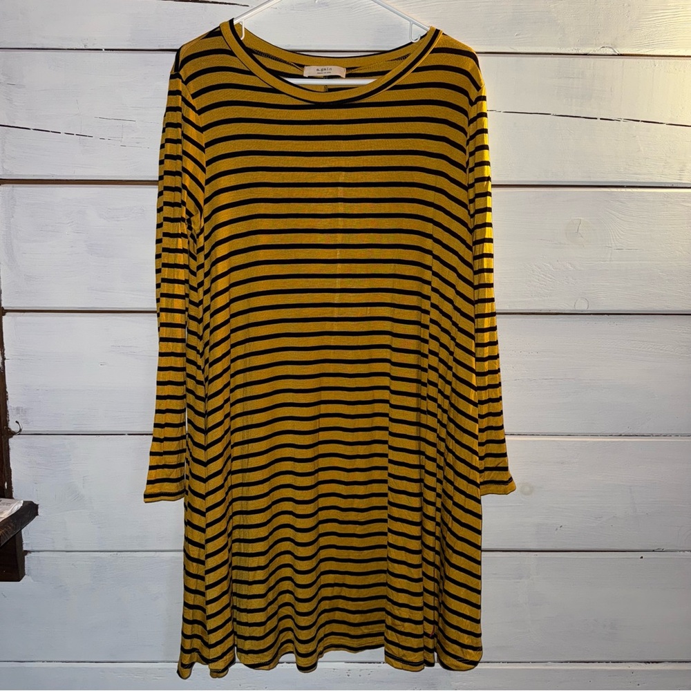 A.Gain Striped Yellow Dress New without Tags